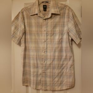 Mens Gap Fitted Plaid Button Down Shirt Size Medium